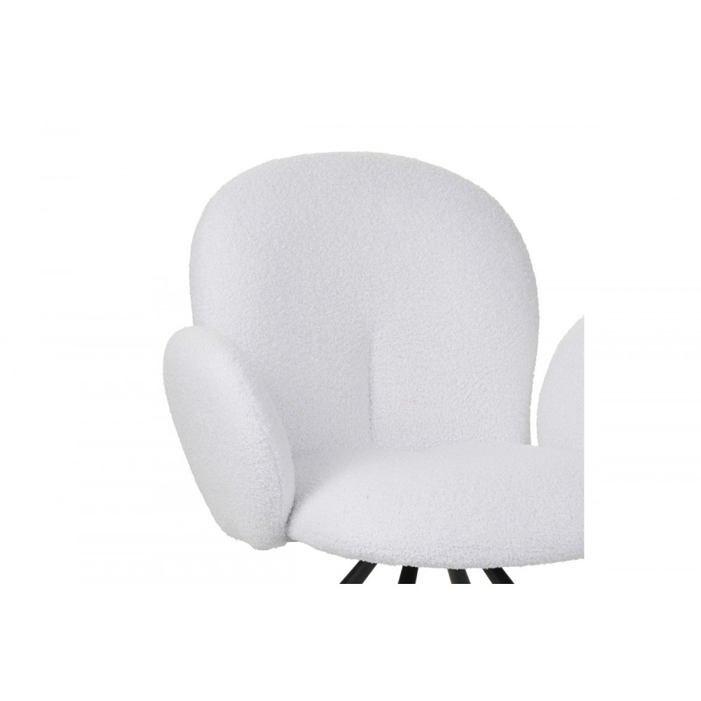 Πολυθρόνα "GARZELE" από μπουκλέ ύφασμα/μέταλλο σε λευκό/μαύρο χρώμα 68x66x82.5