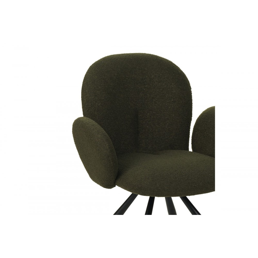 Πολυθρόνα "GARZELE" από μπουκλέ ύφασμα/μέταλλο σε πράσινο/μαύρο χρώμα 68x66x82.5