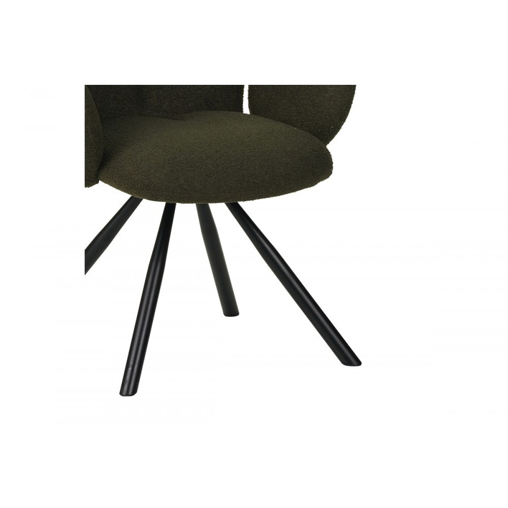 Πολυθρόνα "GARZELE" από μπουκλέ ύφασμα/μέταλλο σε πράσινο/μαύρο χρώμα 68x66x82.5