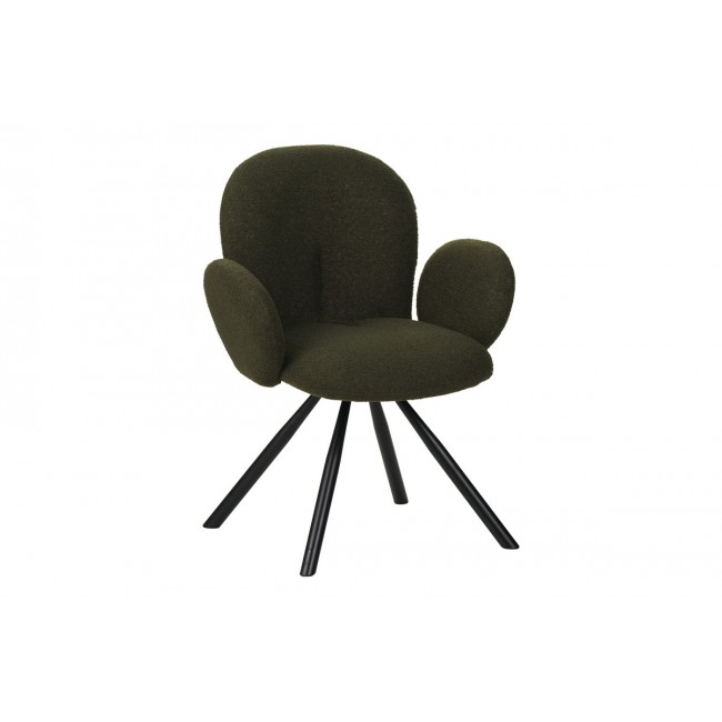 Πολυθρόνα "GARZELE" από μπουκλέ ύφασμα/μέταλλο σε πράσινο/μαύρο χρώμα 68x66x82.5