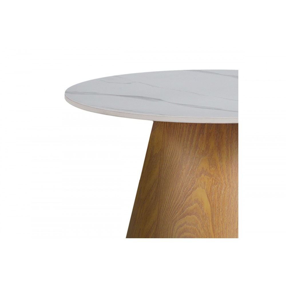 Βοηθητικό τραπέζι "SOLEIRE" από sintered stone σε λευκό χρώμα μαρμάρου Φ50x46