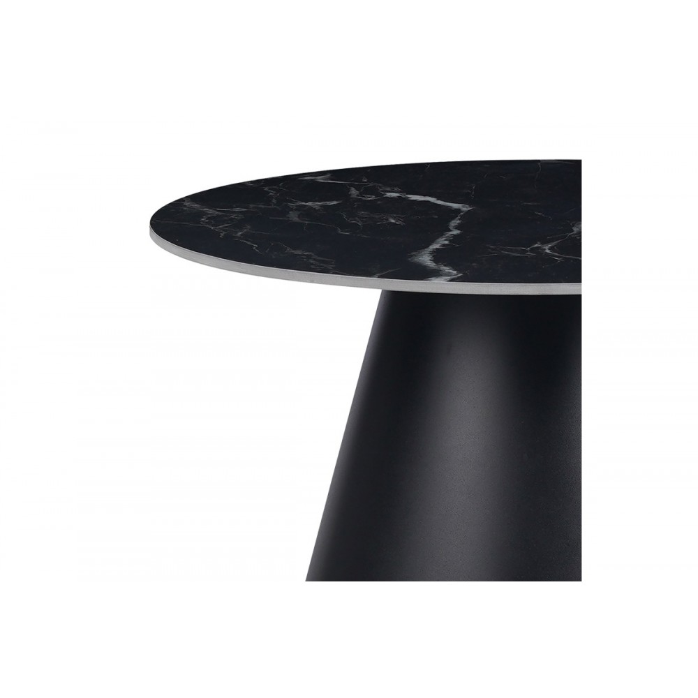 Βοηθητικό τραπέζι "FABRIN" από sintered stone/μέταλλο σε μαύρο χρώμα μαρμάρου Φ70x40