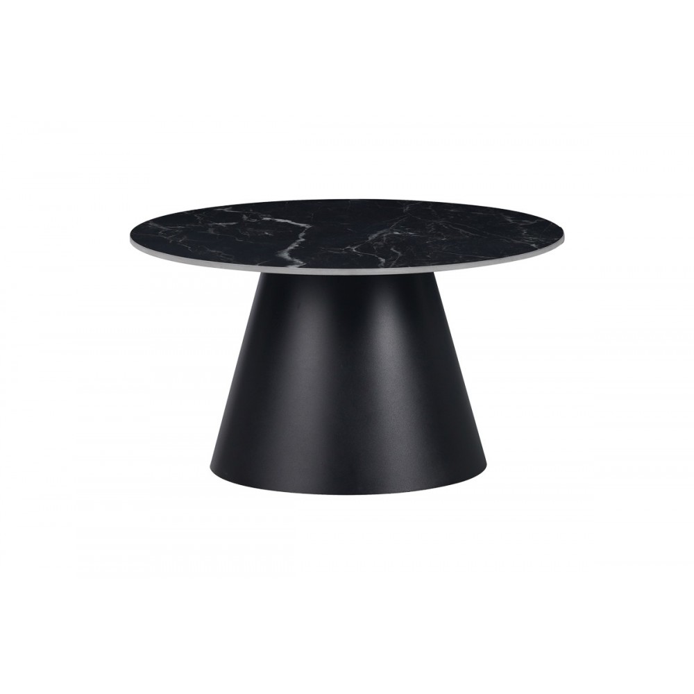 Βοηθητικό τραπέζι "FABRIN" από sintered stone/μέταλλο σε μαύρο χρώμα μαρμάρου Φ70x40