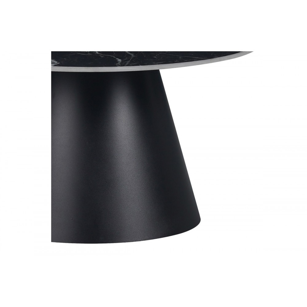 Βοηθητικό τραπέζι "FABRIN" από sintered stone/μέταλλο σε μαύρο χρώμα μαρμάρου Φ70x40