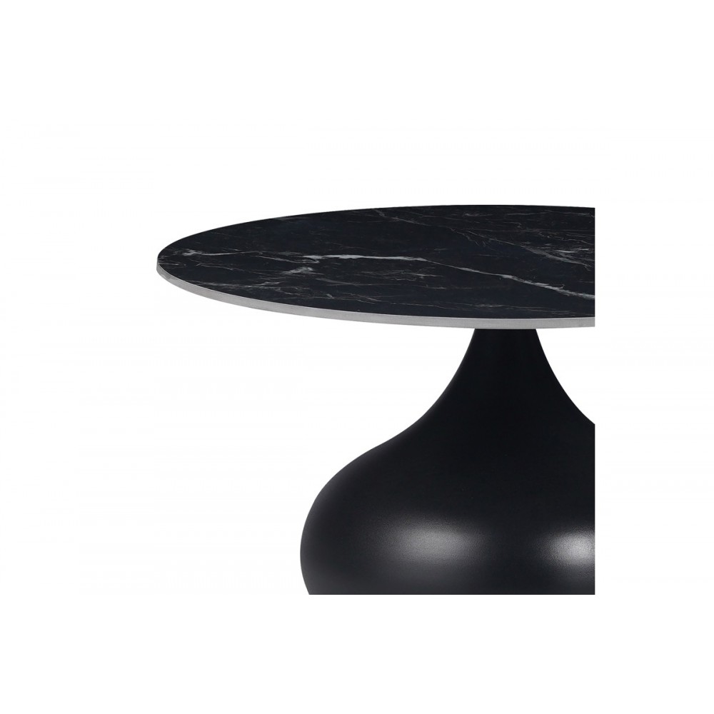 Βοηθητικό τραπέζι "KIRKENE" από sintered stone/μέταλλο σε μαύρο χρώμα μαρμάρου Φ70x40