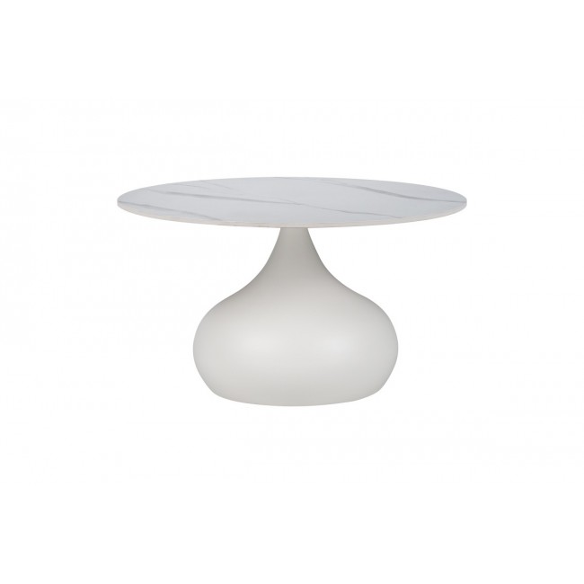 Βοηθητικό τραπέζι "KIRKENE" από sintered stone/μέταλλο σε λευκό χρώμα μαρμάρου Φ70x40