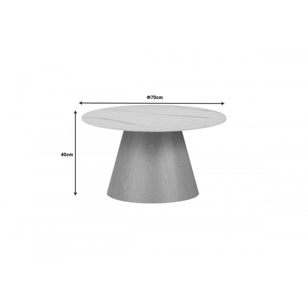 Βοηθητικά τραπέζια "SOLEIRE" από sintered stone σε λευκό χρώμα μαρμάρου Φ70x40