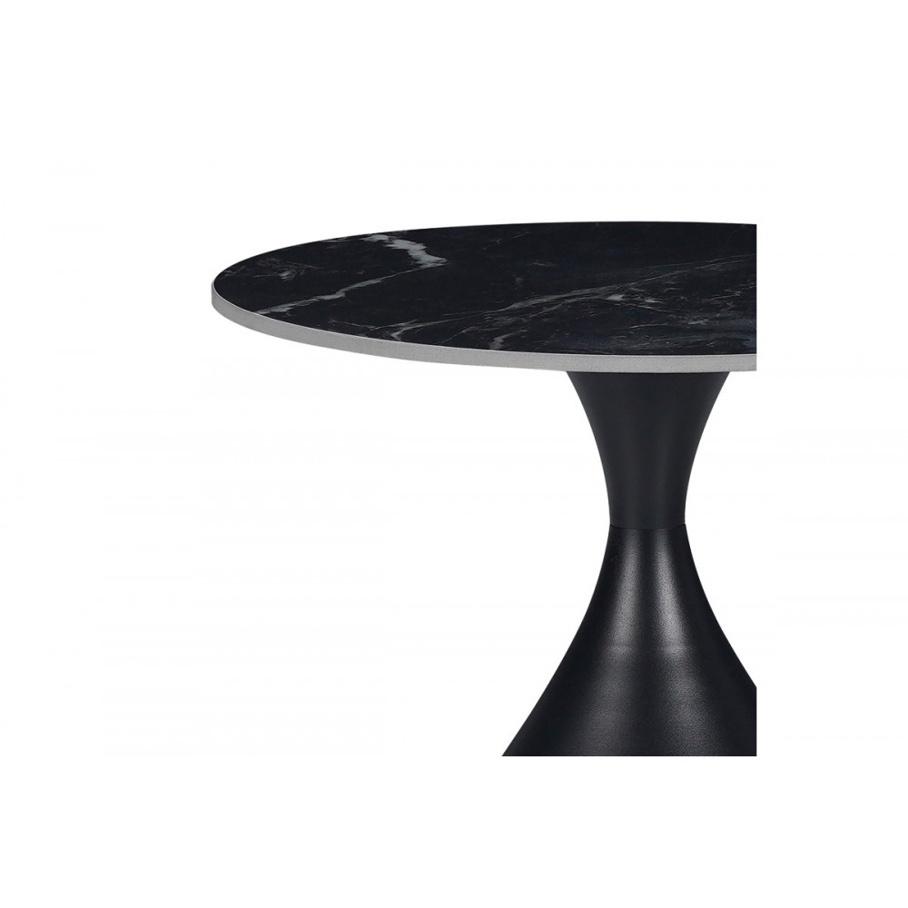 Βοηθητικά τραπέζια "KIRKENE" από sintered stone/μέταλλο σε μαύρο χρώμα μαρμάρου Φ70x40
