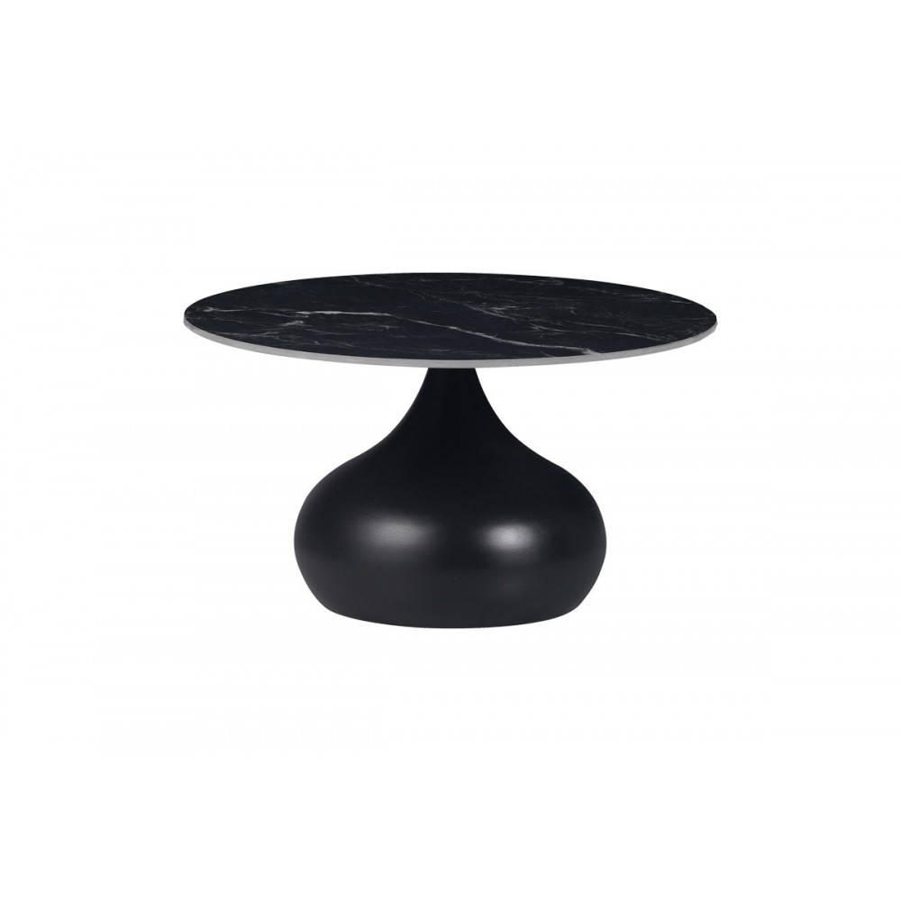 Βοηθητικά τραπέζια "KIRKENE" από sintered stone/μέταλλο σε μαύρο χρώμα μαρμάρου Φ70x40