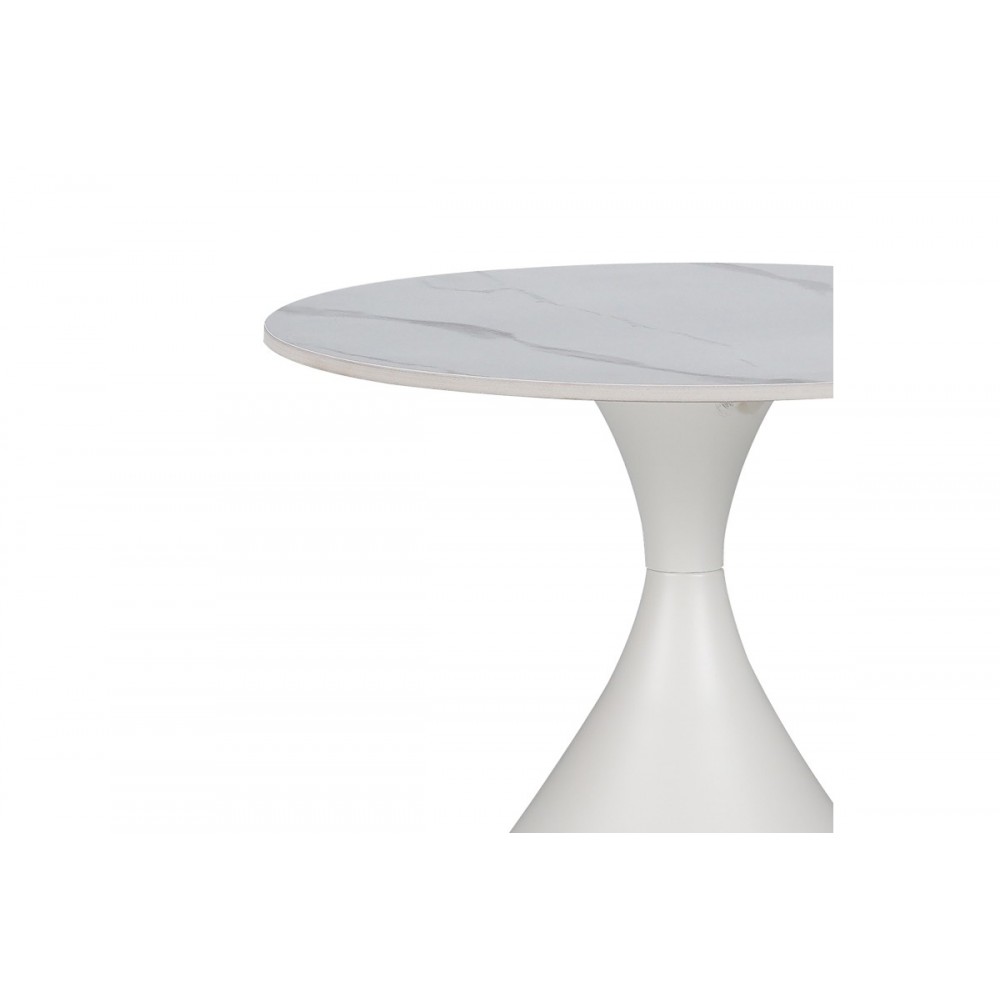 Βοηθητικά τραπέζια "KIRKENE" από sintered stone/μέταλλο σε λευκό χρώμα μαρμάρου Φ70x40