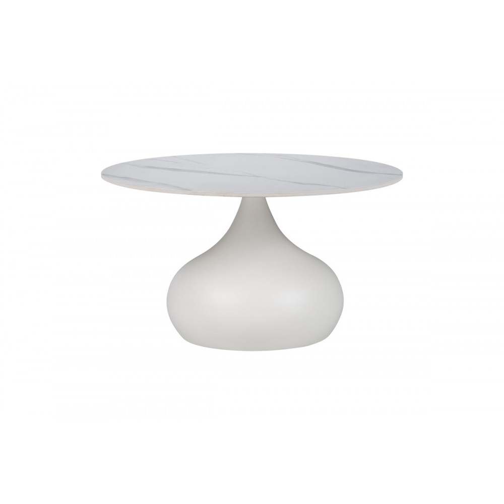 Βοηθητικά τραπέζια "KIRKENE" από sintered stone/μέταλλο σε λευκό χρώμα μαρμάρου Φ70x40