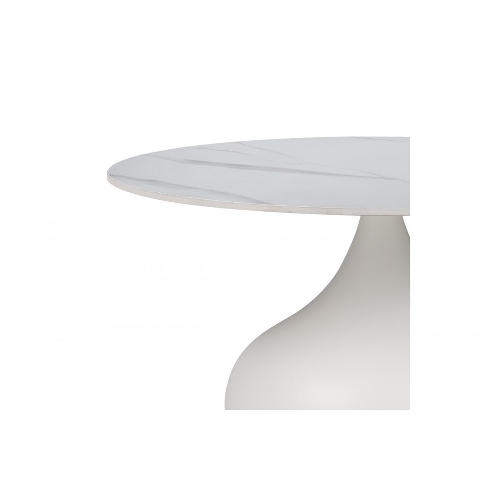 Βοηθητικά τραπέζια "KIRKENE" από sintered stone/μέταλλο σε λευκό χρώμα μαρμάρου Φ70x40