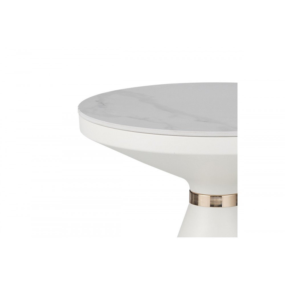 Βοηθητικά τραπέζια "COOZLIN" από sintered stone/μέταλλο σε λευκό μαρμάρου/χρυσό χρώμα Φ70x40