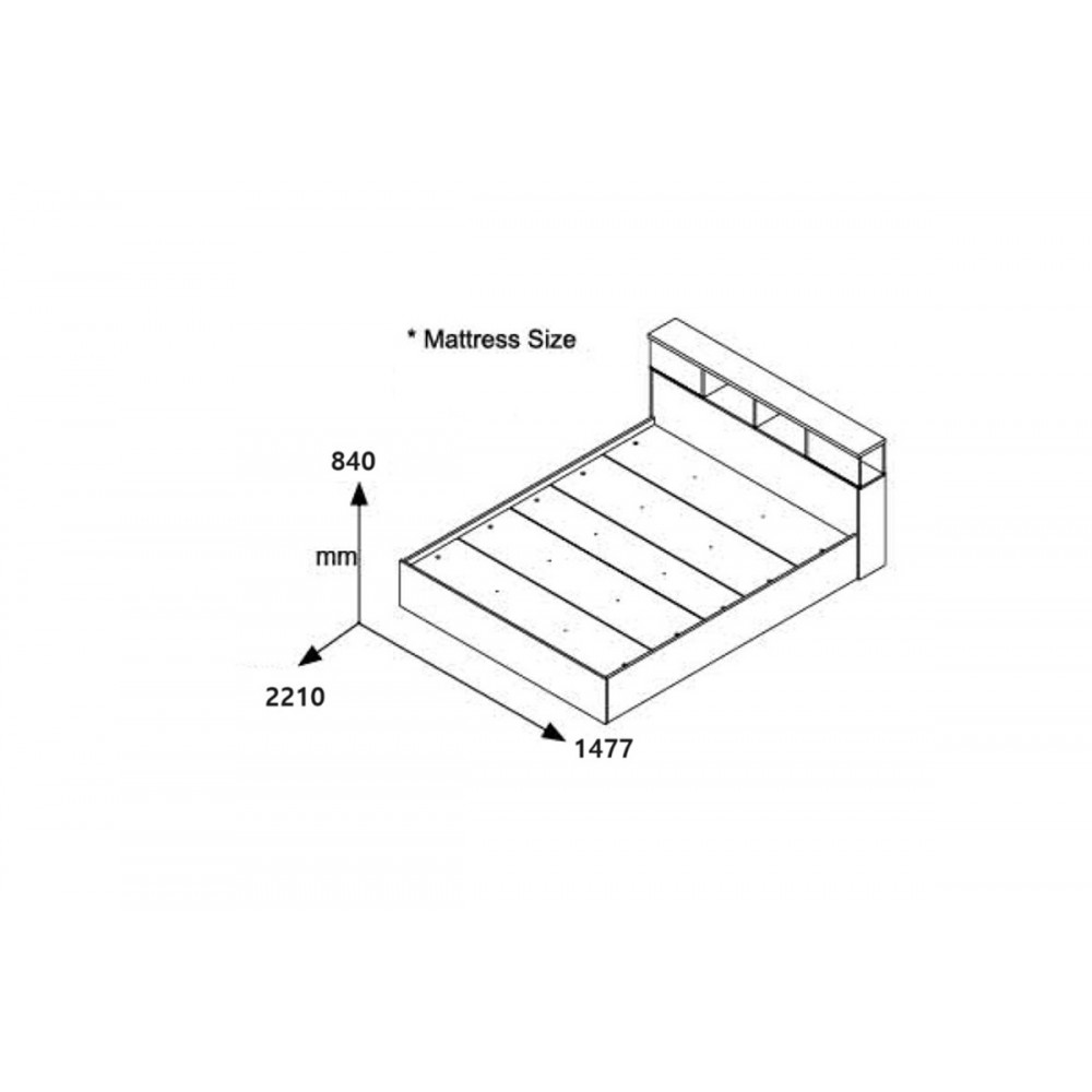 Κρεβάτι διπλό "OLYMPUS" σε χρώμα castilo oak 147.7x221x84