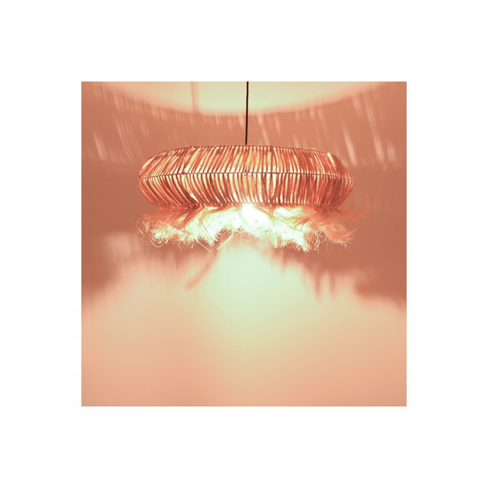 Φωτιστικό οροφής "COANZE" από abaca ξύλο σε φυσικό χρώμα Φ65x35