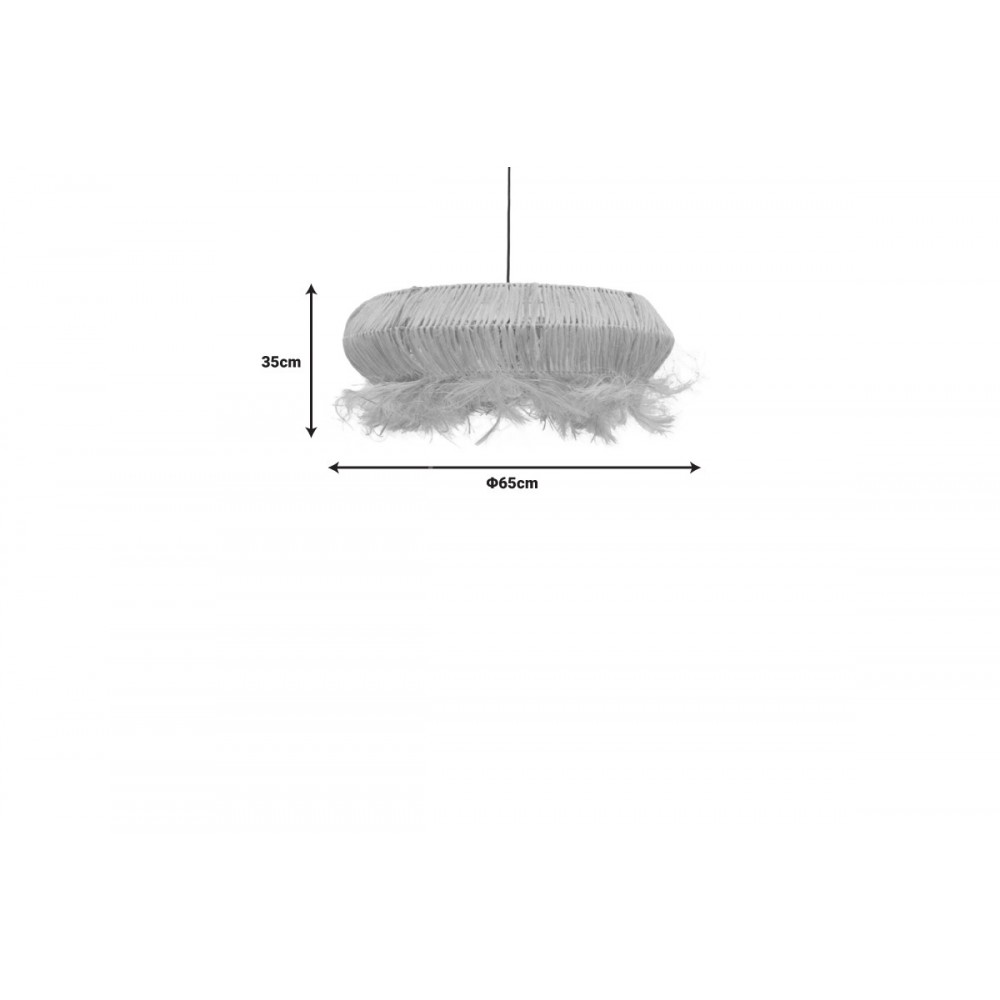 Φωτιστικό οροφής "COANZE" από abaca ξύλο σε φυσικό χρώμα Φ65x35