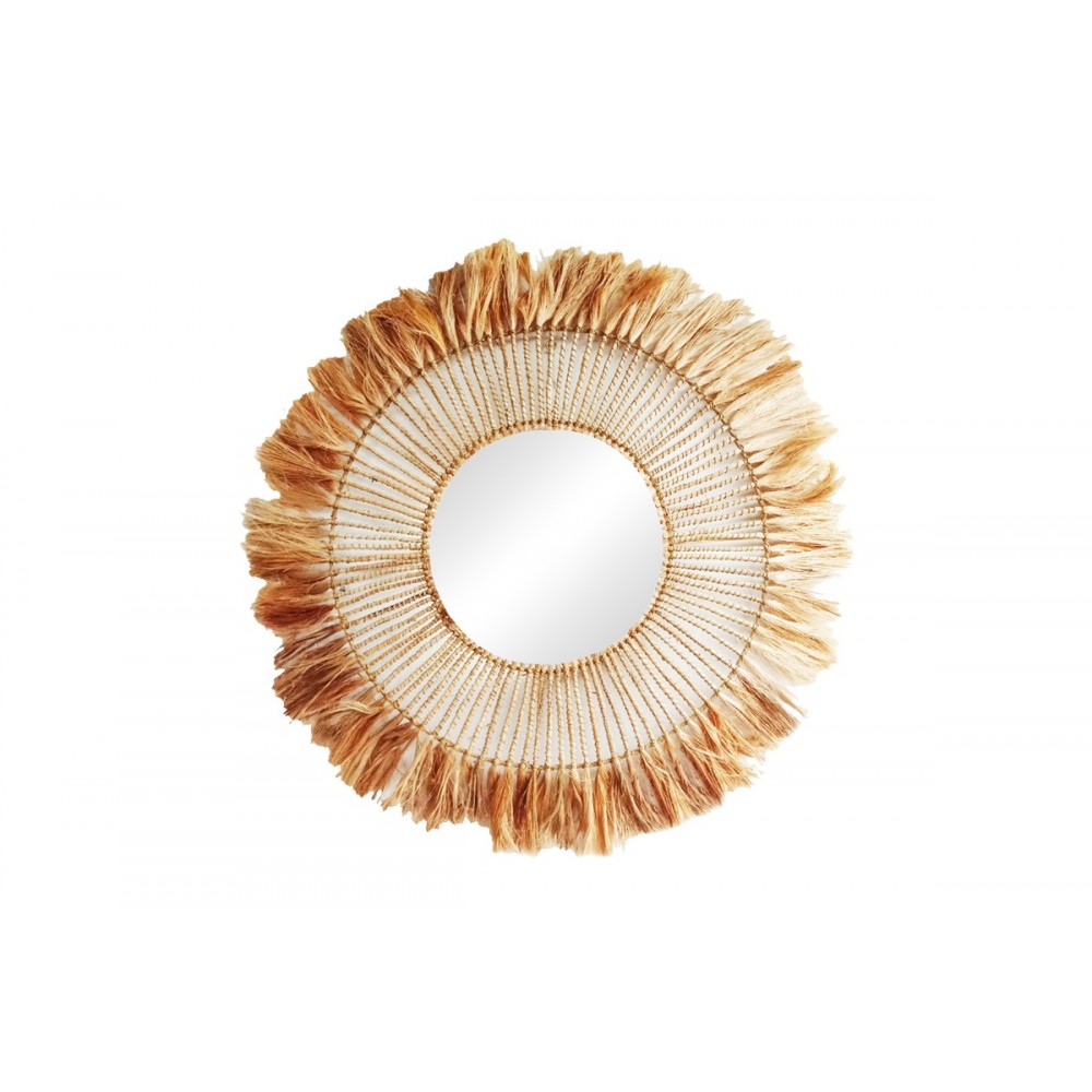Καθρέπτης "NAMIERE" από abaca σε φυσικό χρώμα Φ100x4