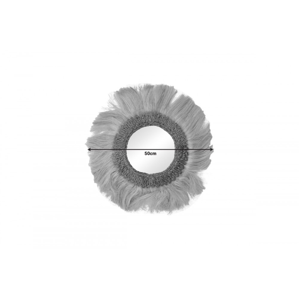 Καθρέπτης "FRAKLONE" από abaca σε φυσικό χρώμα Φ50x4