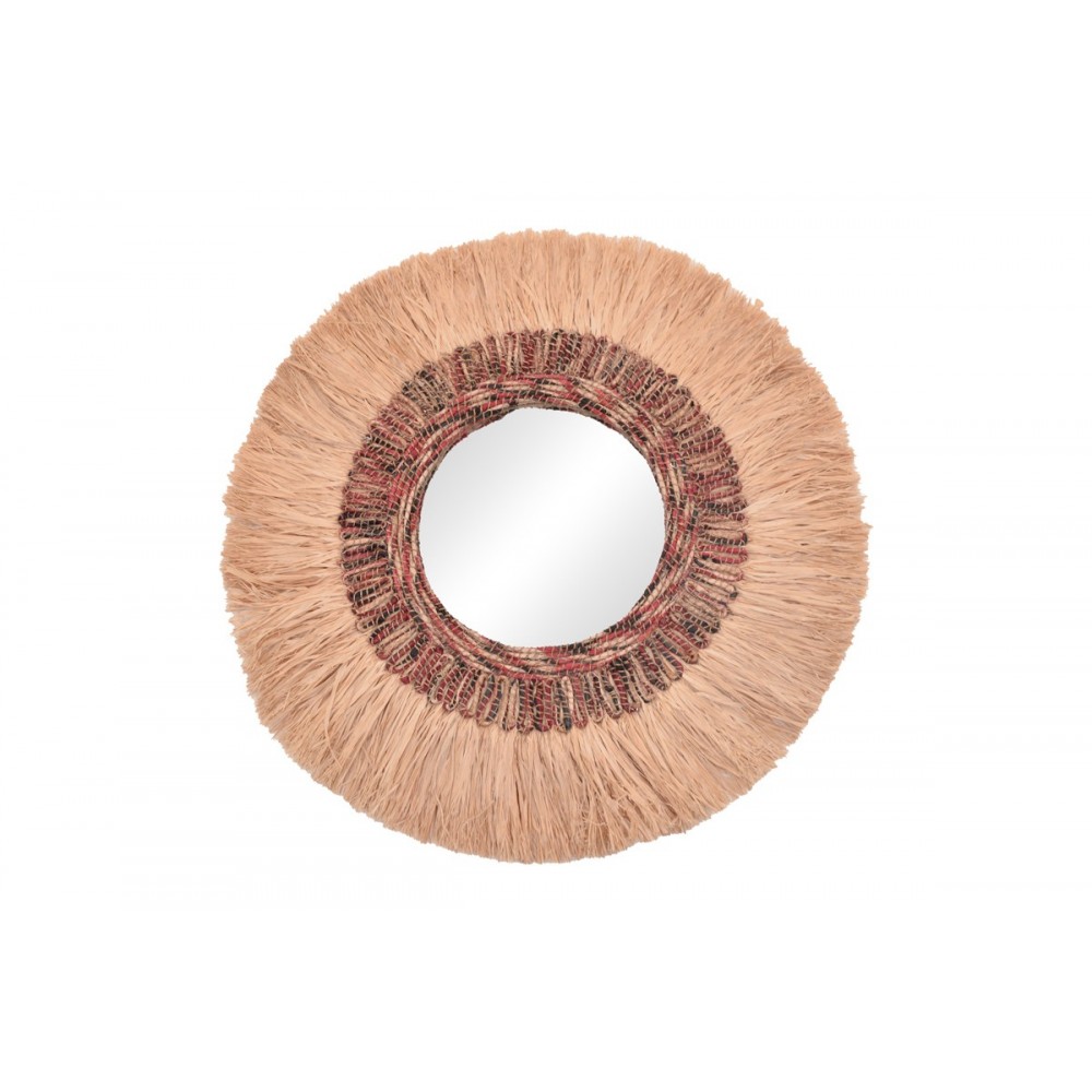 Καθρέπτης "PARANOME" από sisal/abaca σε φυσικό χρώμα Φ115x4