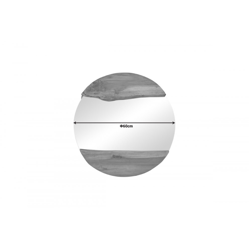 Καθρέπτης "ALKMEN" από ξύλο σε φυσικό χρώμα Φ60x4