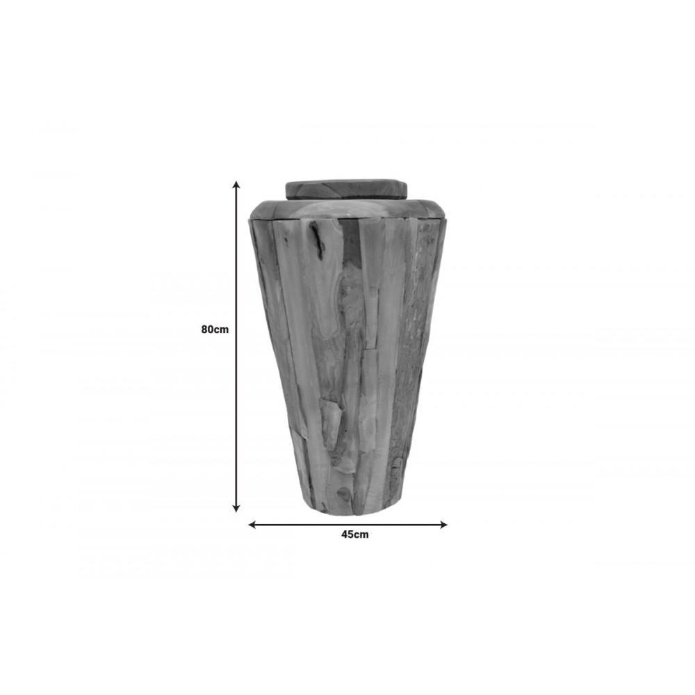 Διακοσμητικό βάζο "UALAN" από ξύλο σε φυσικό χρώμα Φ45x80