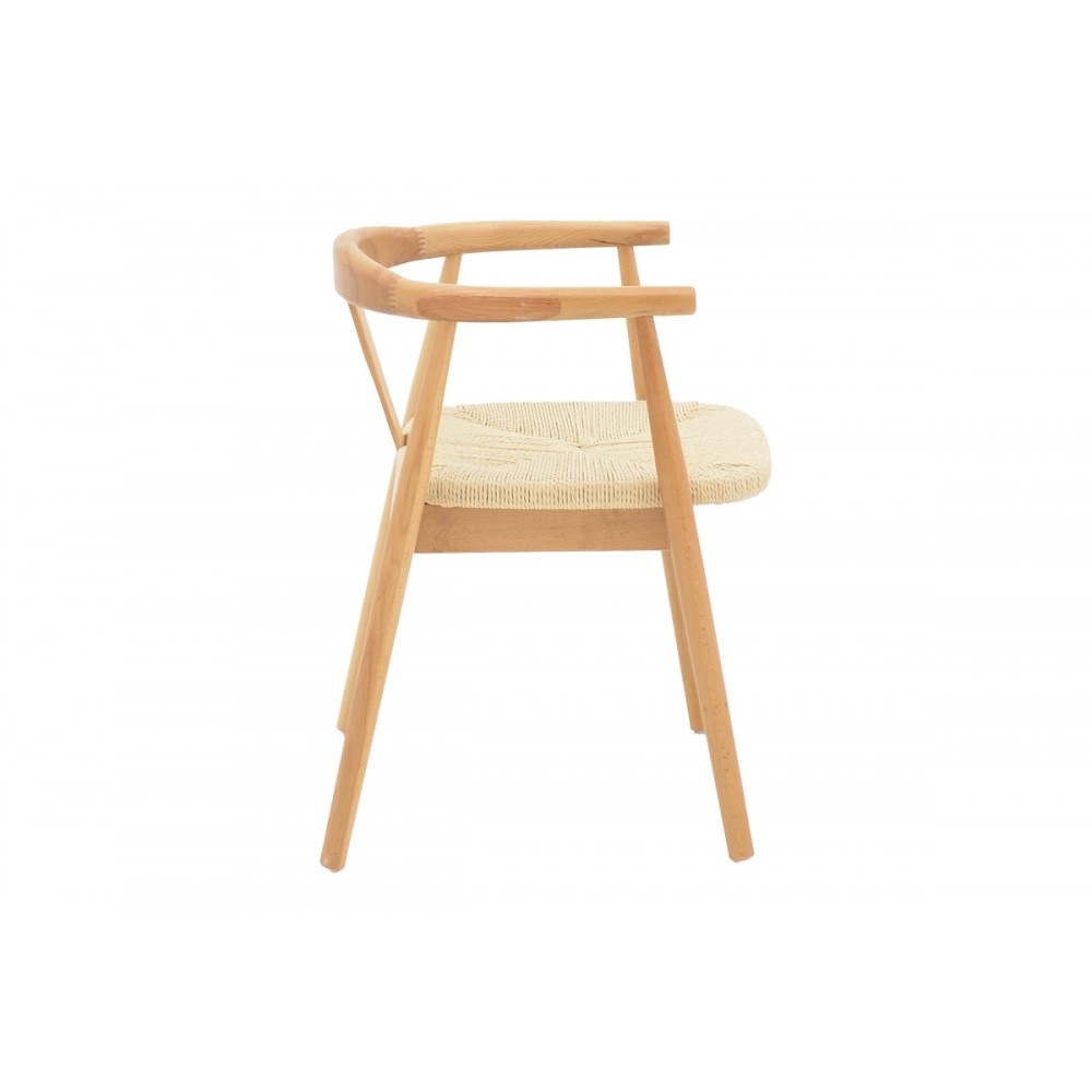 Πολυθρόνα "GERNINE" από ξύλο/σχοινί σε φυσικό χρώμα 56x49x73