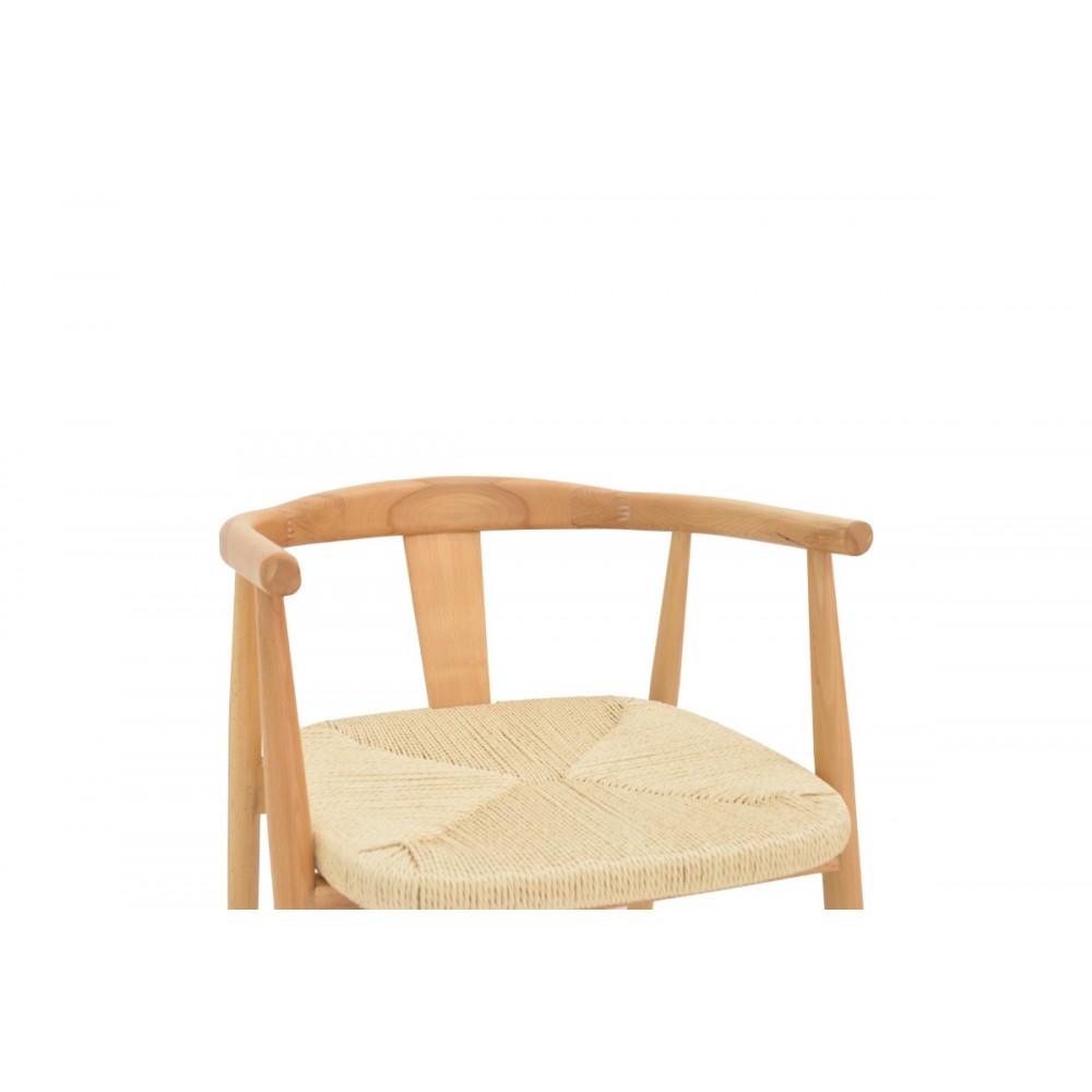 Πολυθρόνα "GERNINE" από ξύλο/σχοινί σε φυσικό χρώμα 56x49x73