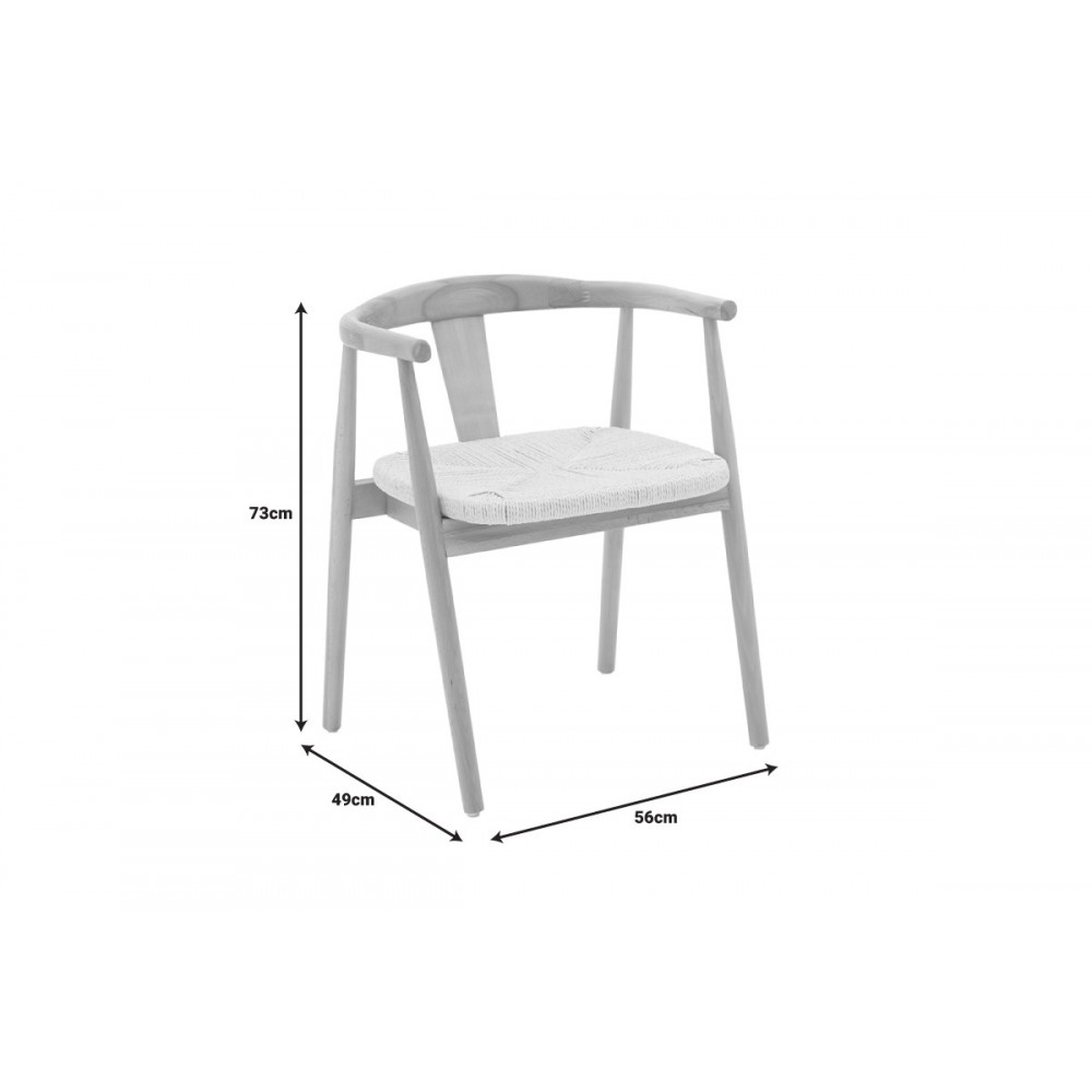 Πολυθρόνα "GERNINE" από ξύλο/σχοινί σε φυσικό χρώμα 56x49x73