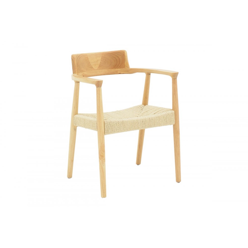 Πολυθρόνα "JOJENE" από rubberwood/σχοινί σε φυσικό χρώμα 58x54x79