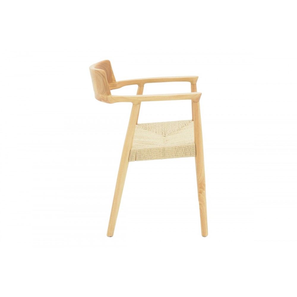 Πολυθρόνα "JOJENE" από rubberwood/σχοινί σε φυσικό χρώμα 58x54x79