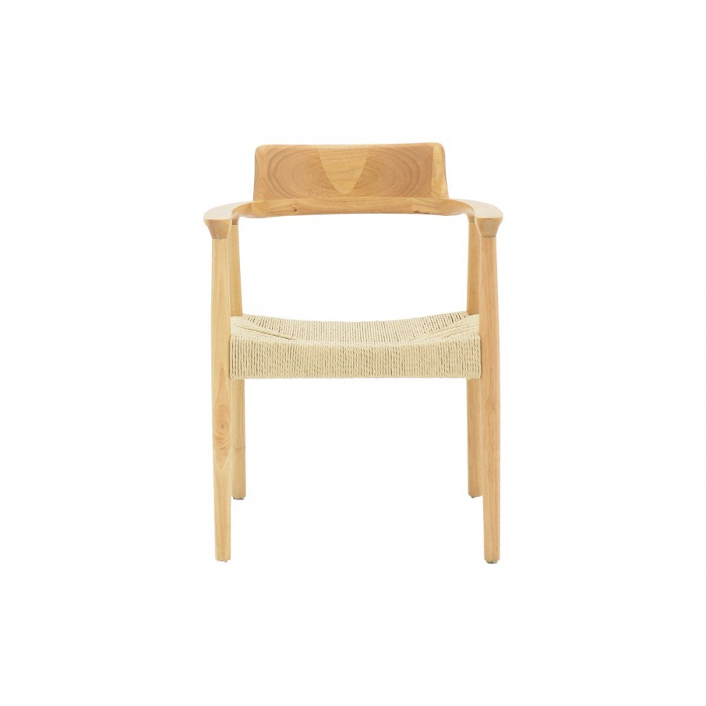 Πολυθρόνα "JOJENE" από rubberwood/σχοινί σε φυσικό χρώμα 58x54x79