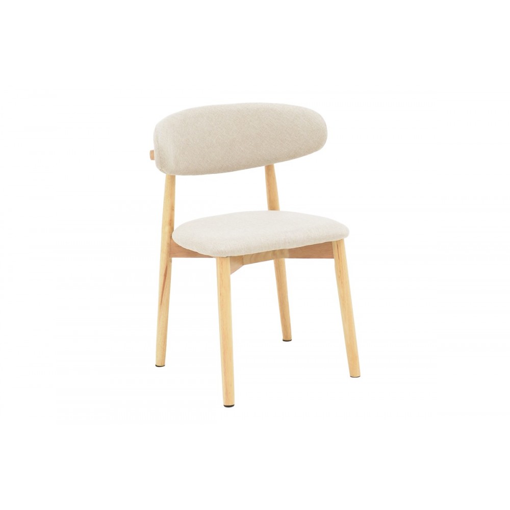 Καρέκλα "UBENE" από rubberwood/ύφασμα σε φυσικό/μπεζ χρώμα 46x58x79