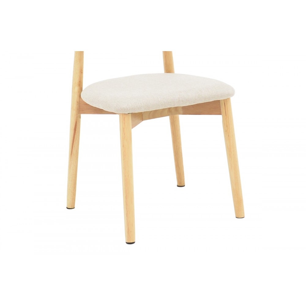 Καρέκλα "UBENE" από rubberwood/ύφασμα σε φυσικό/μπεζ χρώμα 46x58x79