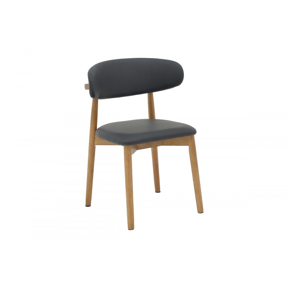 Καρέκλα "UBENE" από rubberwood/pu σε καρυδί/μαύρο χρώμα 46x58x79