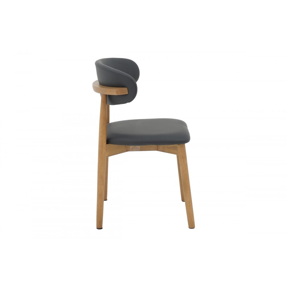 Καρέκλα "UBENE" από rubberwood/pu σε καρυδί/μαύρο χρώμα 46x58x79