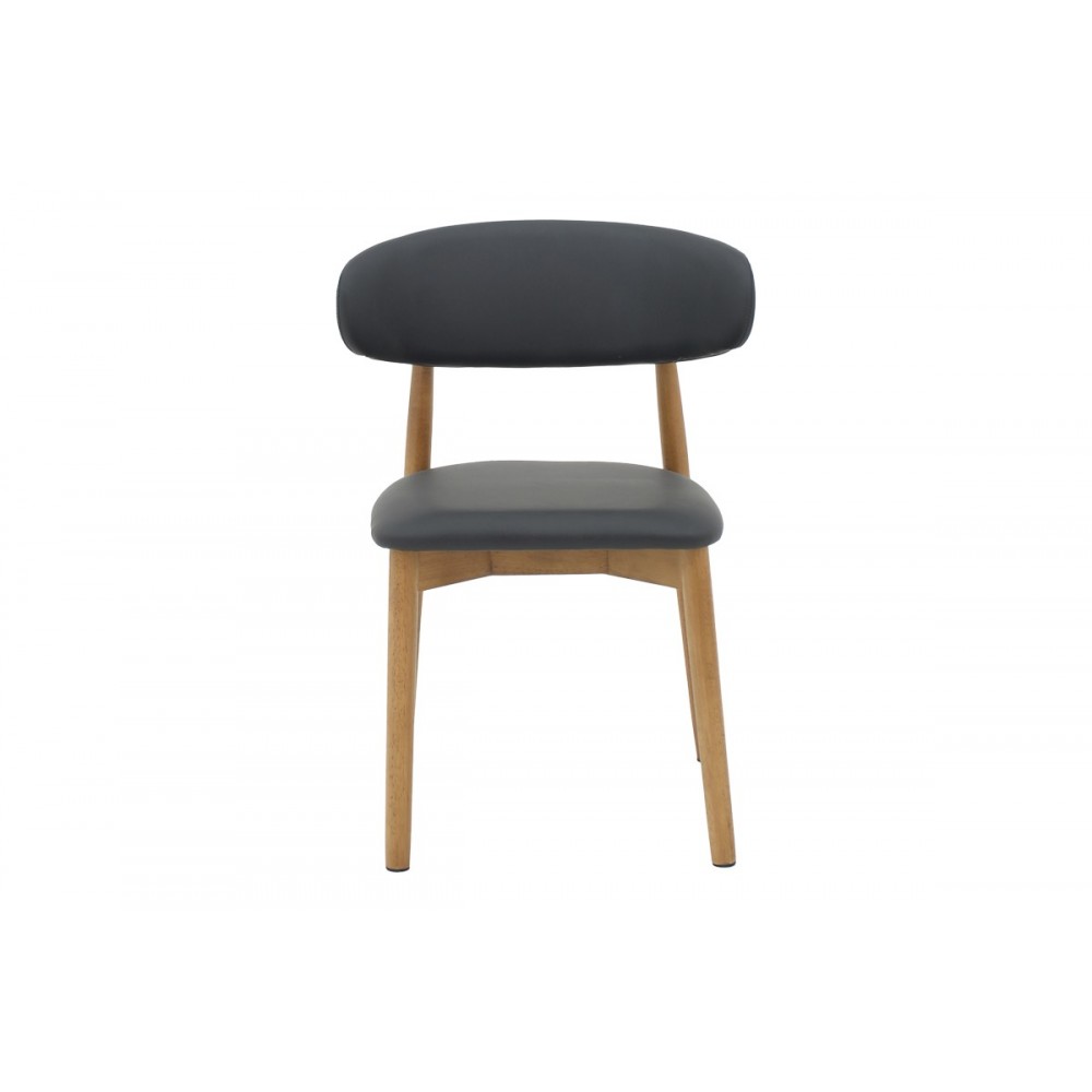 Καρέκλα "UBENE" από rubberwood/pu σε καρυδί/μαύρο χρώμα 46x58x79