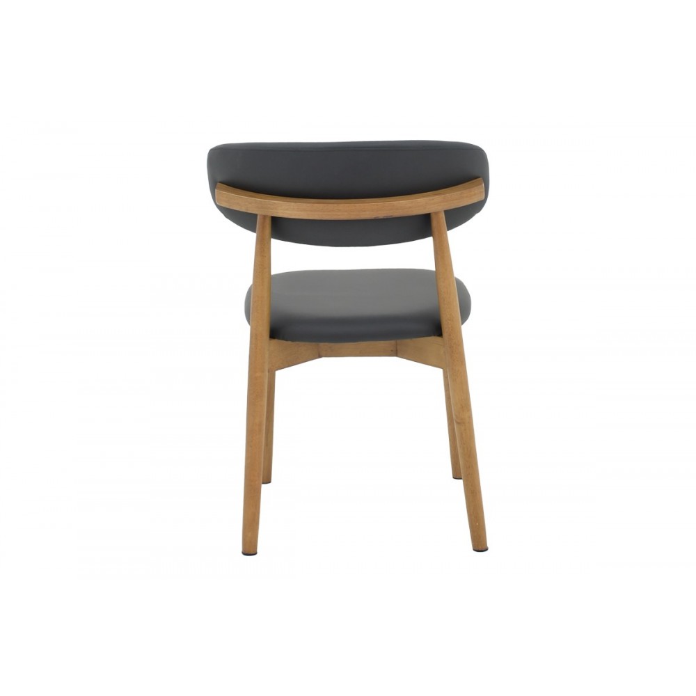 Καρέκλα "UBENE" από rubberwood/pu σε καρυδί/μαύρο χρώμα 46x58x79