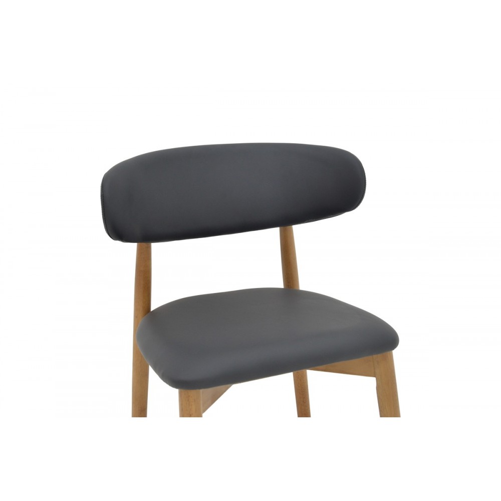 Καρέκλα "UBENE" από rubberwood/pu σε καρυδί/μαύρο χρώμα 46x58x79