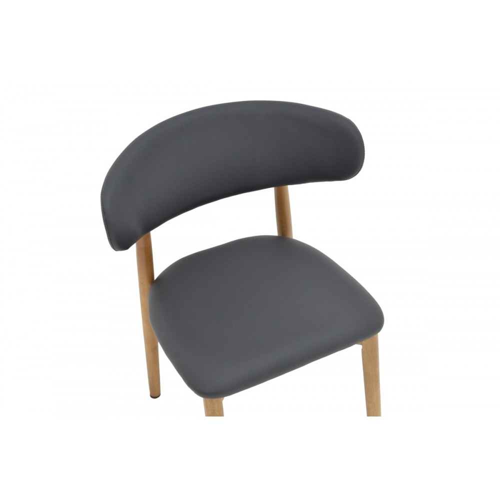 Καρέκλα "UBENE" από rubberwood/pu σε καρυδί/μαύρο χρώμα 46x58x79