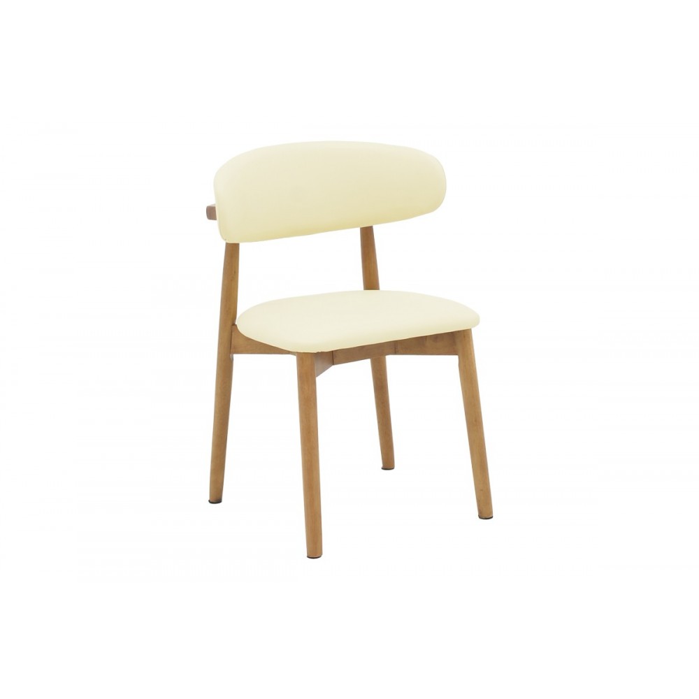 Καρέκλα "UBENE" από rubberwood/pu σε καρυδί/μπεζ χρώμα 46x58x79