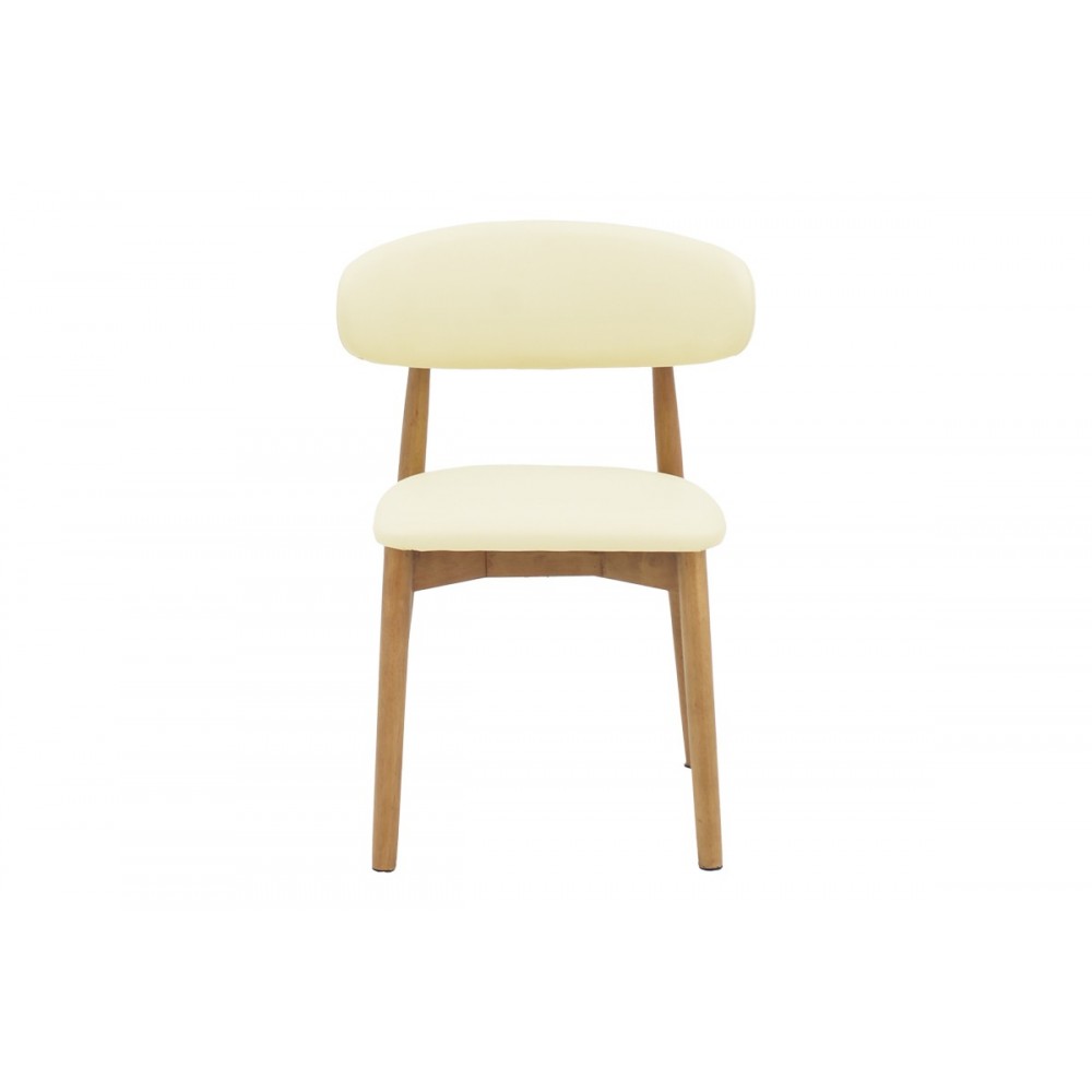 Καρέκλα "UBENE" από rubberwood/pu σε καρυδί/μπεζ χρώμα 46x58x79