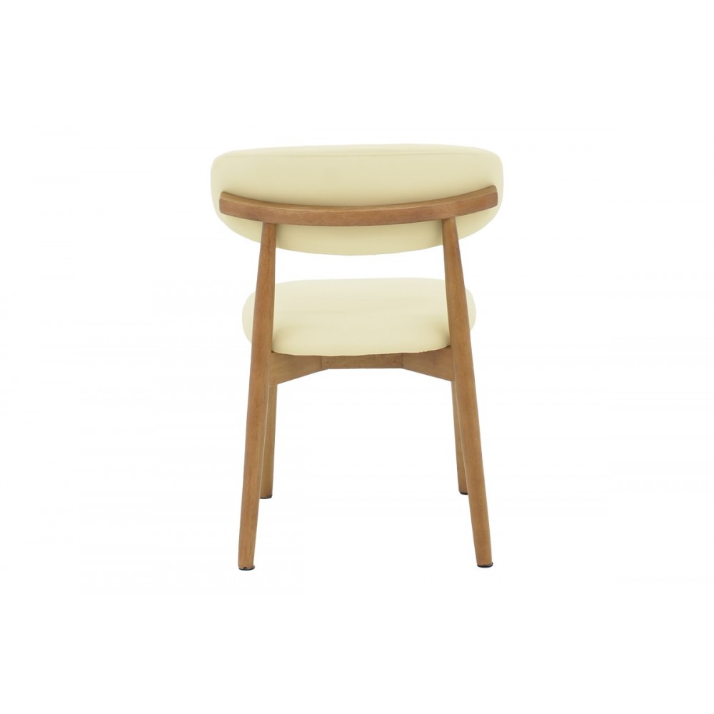 Καρέκλα "UBENE" από rubberwood/pu σε καρυδί/μπεζ χρώμα 46x58x79