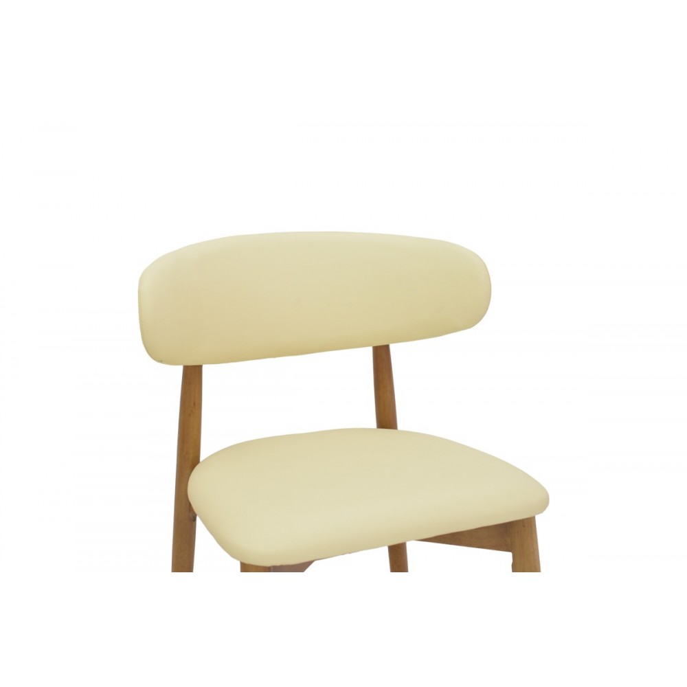 Καρέκλα "UBENE" από rubberwood/pu σε καρυδί/μπεζ χρώμα 46x58x79