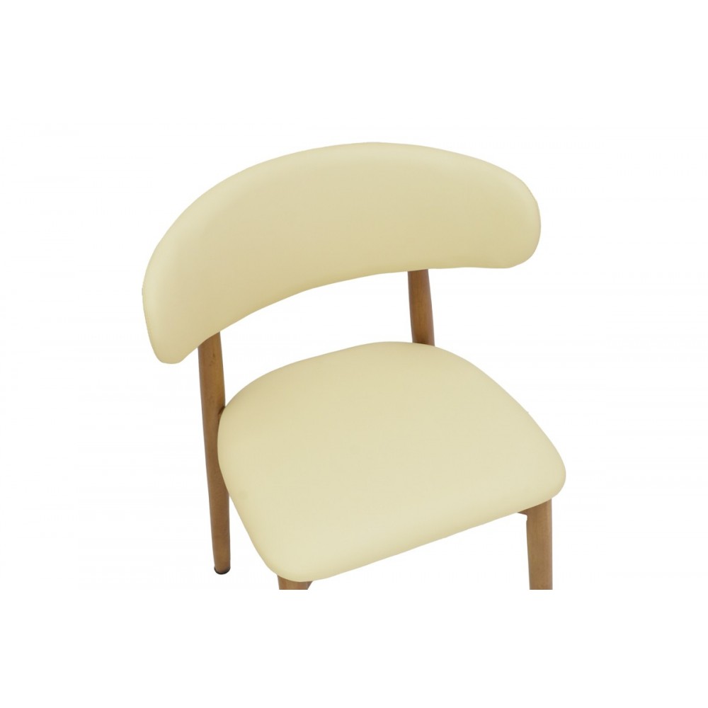 Καρέκλα "UBENE" από rubberwood/pu σε καρυδί/μπεζ χρώμα 46x58x79