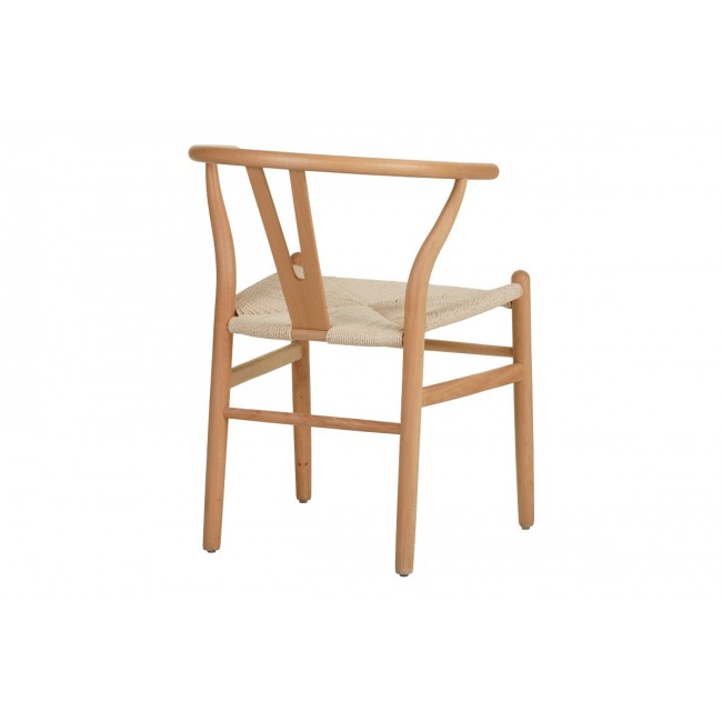 Καρέκλα "WISHBONE" από rubberwood/σχοινί σε χρώμα φυσικό 60x51x80