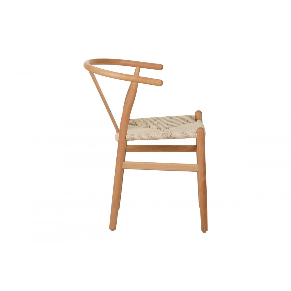 Καρέκλα "WISHBONE" από rubberwood/σχοινί σε χρώμα φυσικό 60x51x80