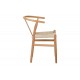 Καρέκλα "WISHBONE" από rubberwood/σχοινί σε χρώμα φυσικό 60x51x80