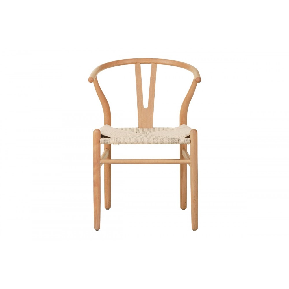 Καρέκλα "WISHBONE" από rubberwood/σχοινί σε χρώμα φυσικό 60x51x80