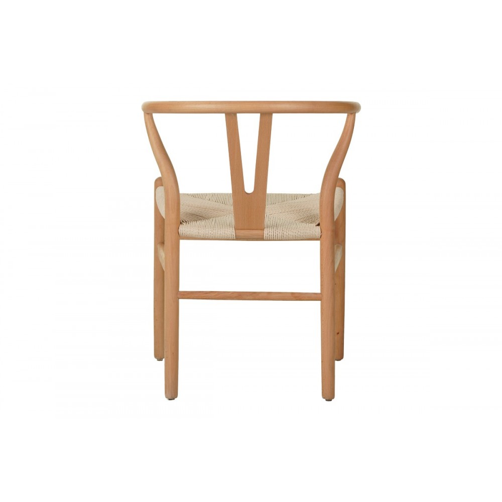 Καρέκλα "WISHBONE" από rubberwood/σχοινί σε χρώμα φυσικό 60x51x80