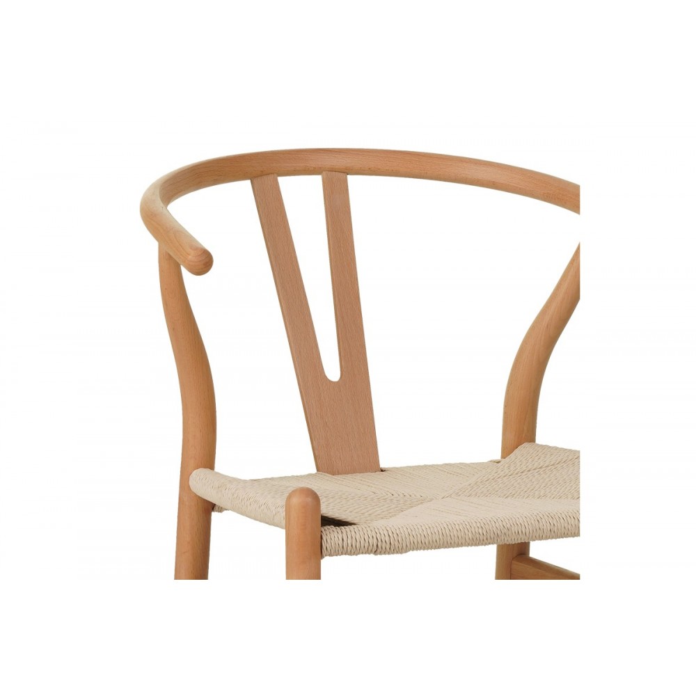 Καρέκλα "WISHBONE" από rubberwood/σχοινί σε χρώμα φυσικό 60x51x80